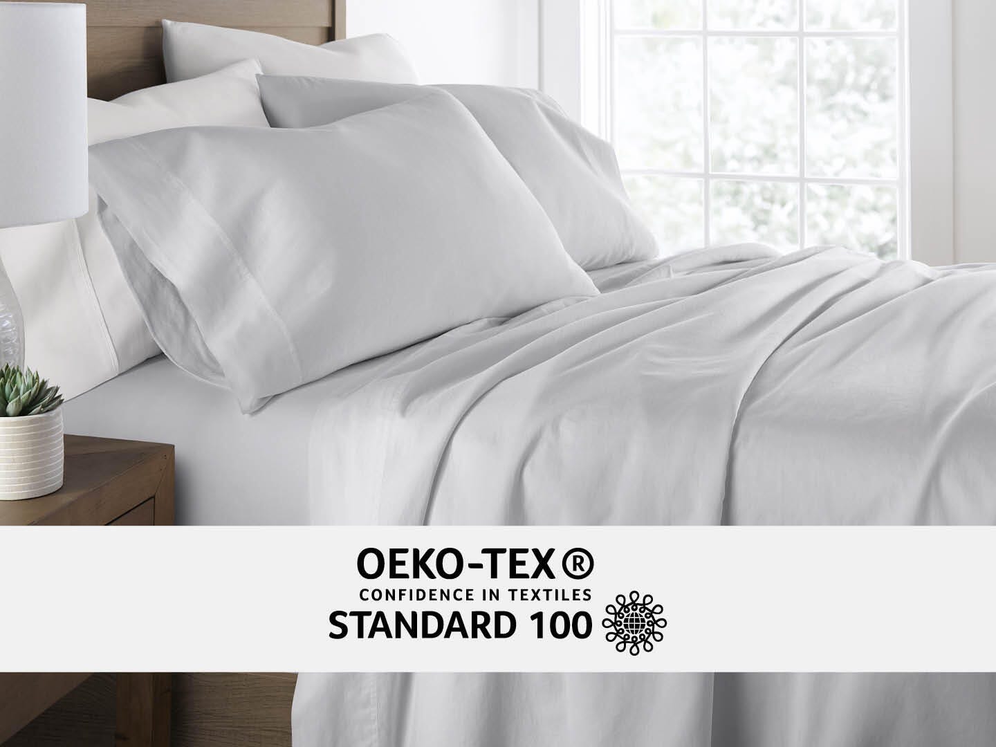 iEnjoy Home Staple 4 Piece California King Sheet Set, Light Gray, large