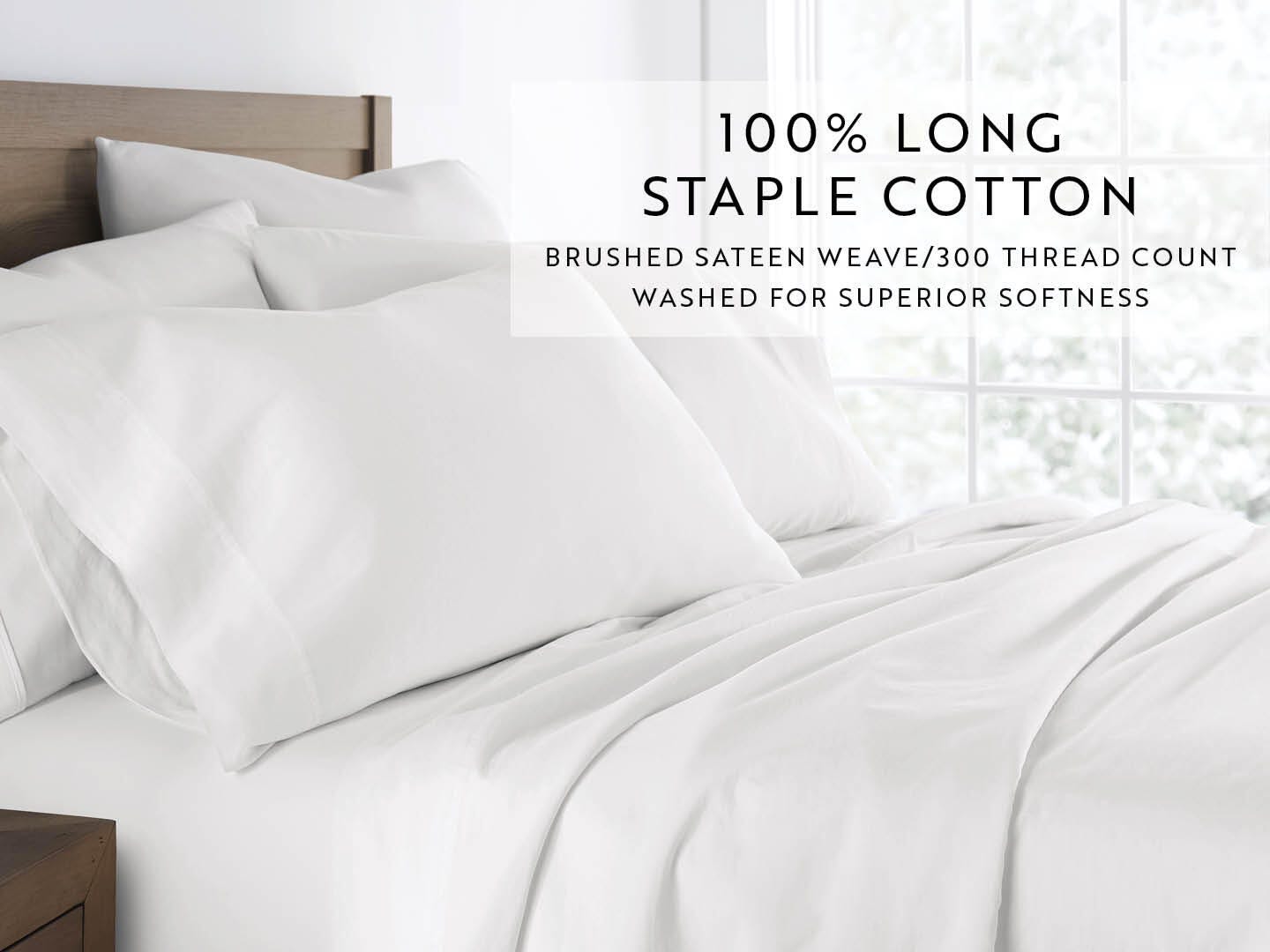 iEnjoy Home Staple 4 Piece California King Sheet Set, White, large