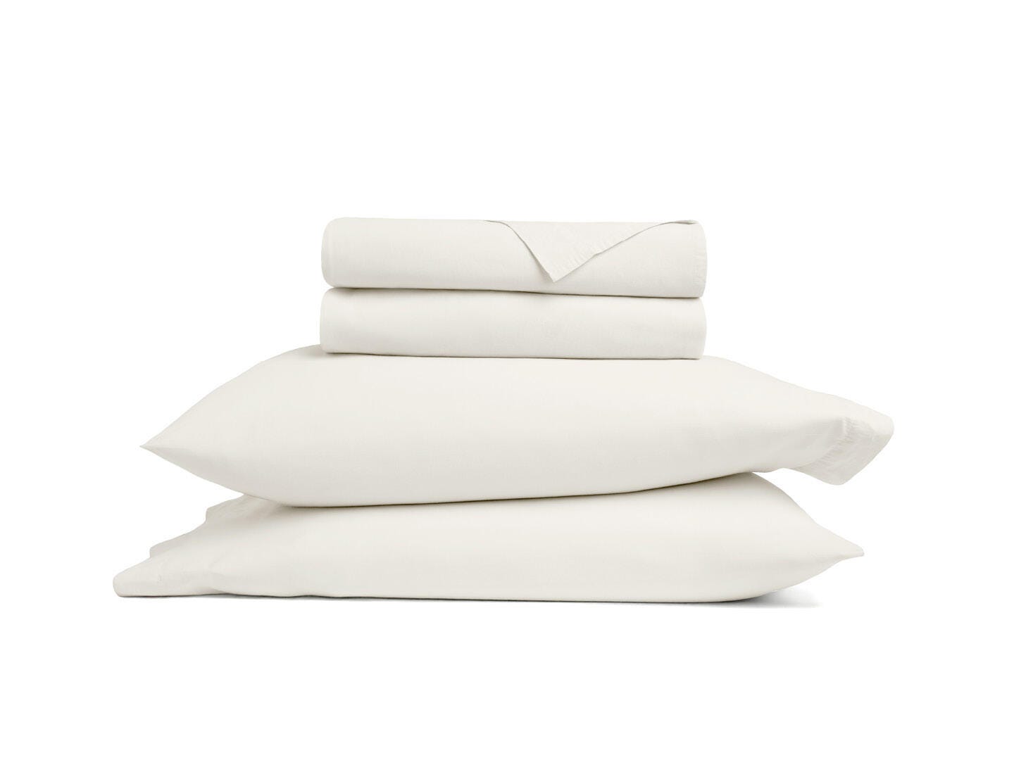 iEnjoy Home Percale 4 Piece Full Sheet Set, Ivory, rollover