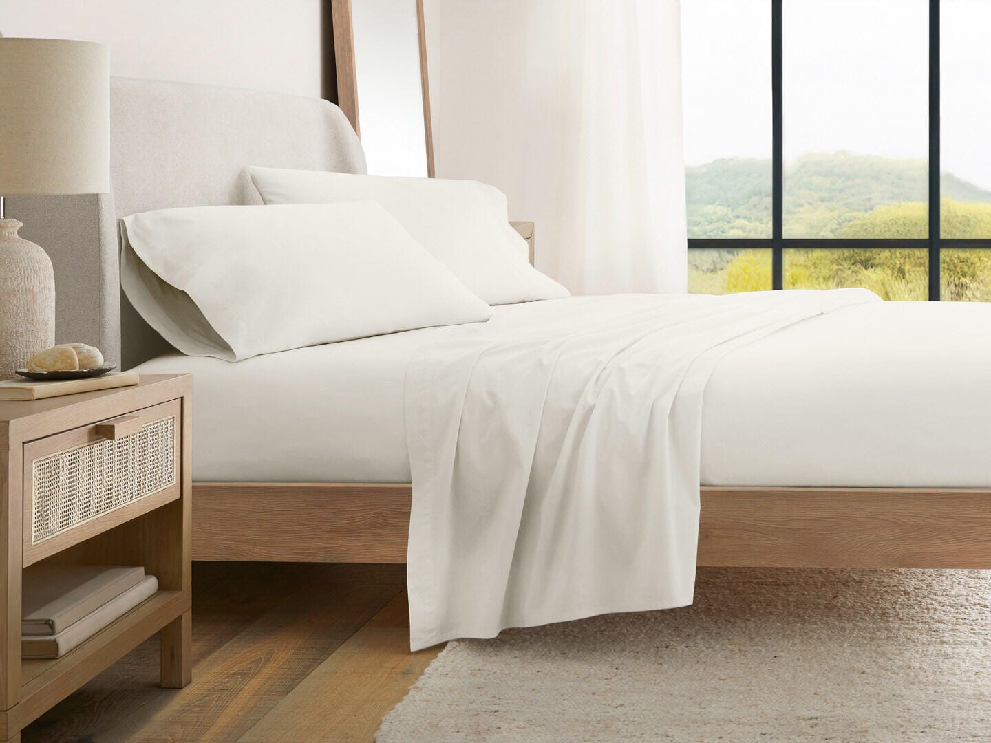 iEnjoy Home Percale 4 Piece Full Sheet Set, Ivory, large