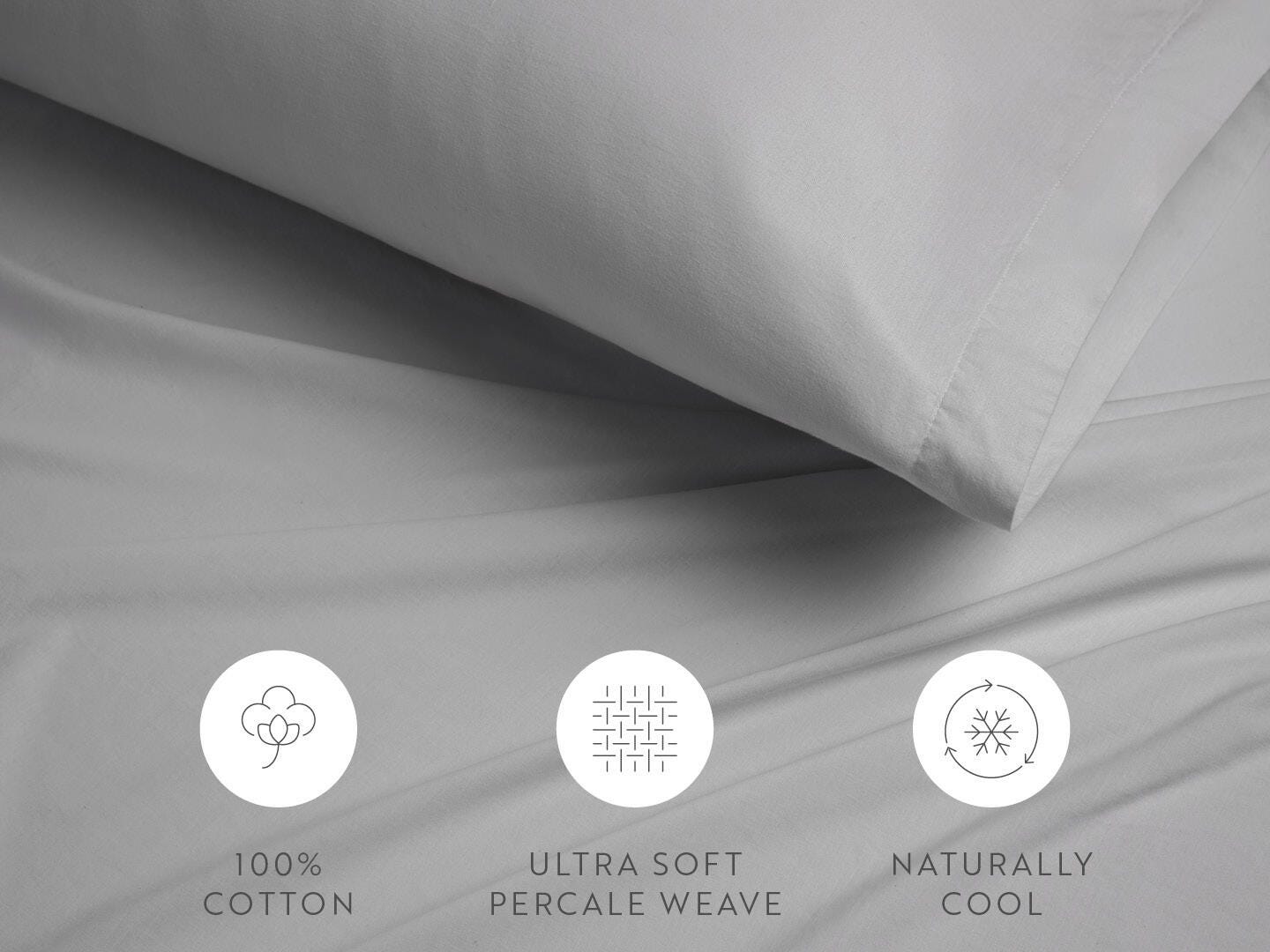 iEnjoy Home Percale 4 Piece Full Sheet Set, Light Gray, large