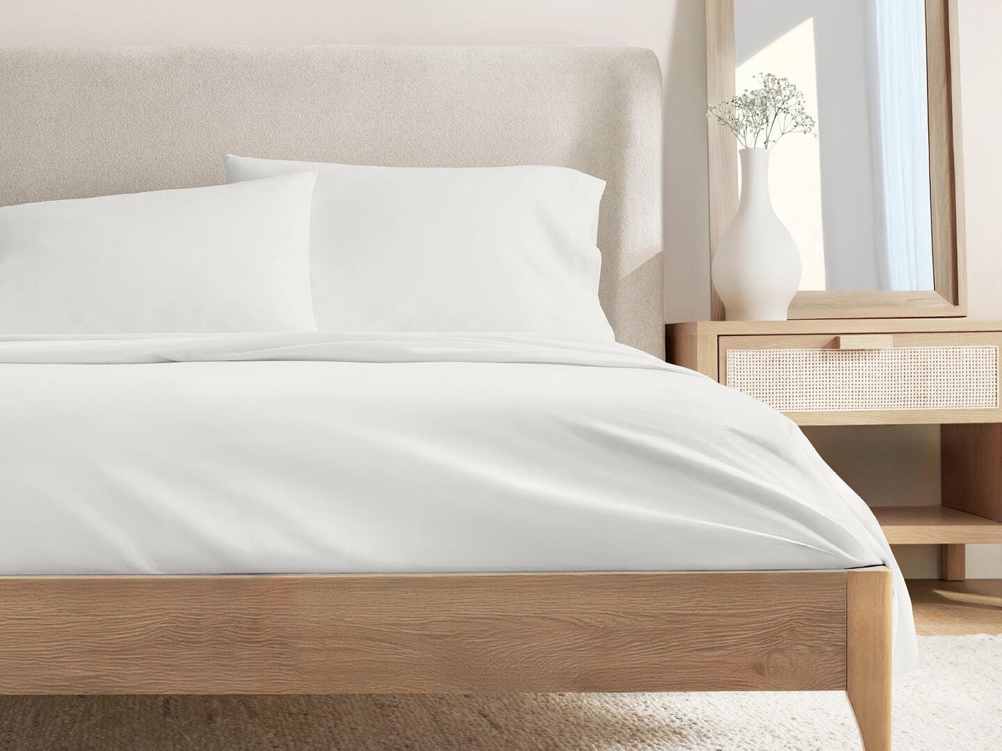 iEnjoy Home Percale 4 Piece Full Sheet Set, White, large