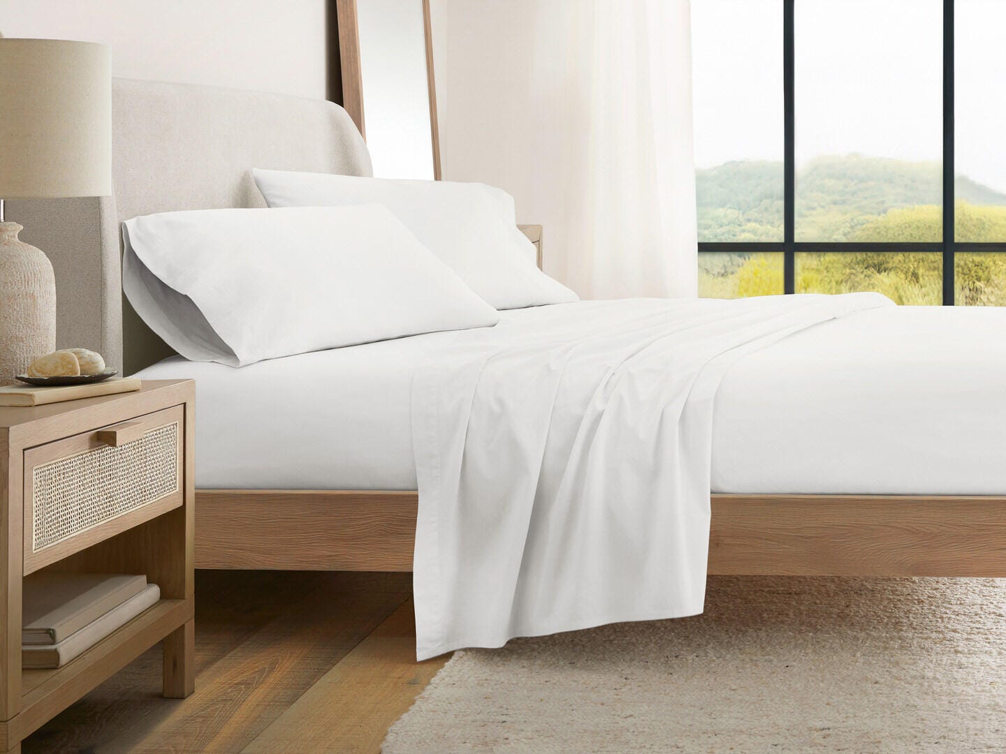 iEnjoy Home Percale 4 Piece Full Sheet Set, White, large