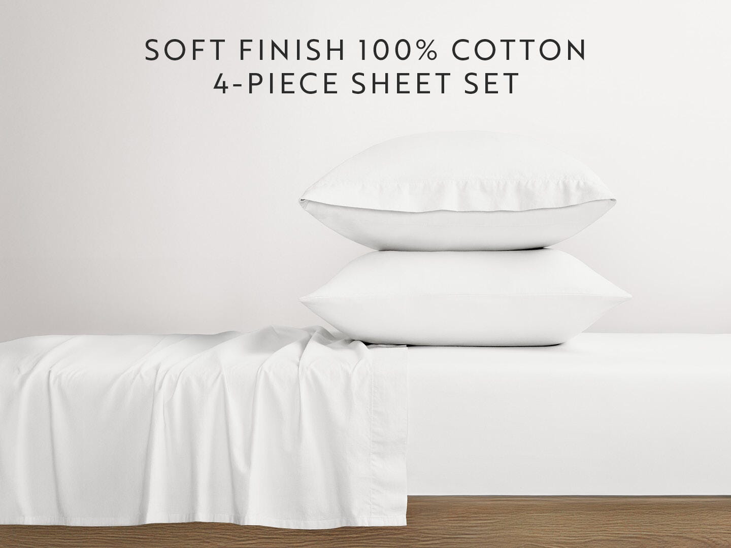 iEnjoy Home Percale 4 Piece Full Sheet Set, White, large