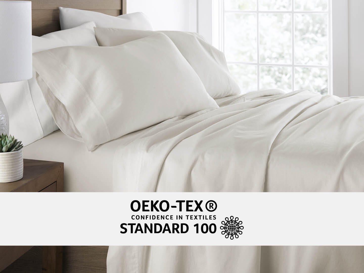 iEnjoy Home Staple 4 Piece Full Sheet Set, Ivory, large