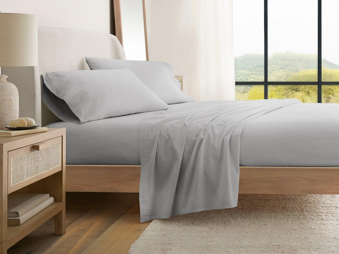 iEnjoy Home Percale 4 Piece King Sheet Set, Light Gray, large