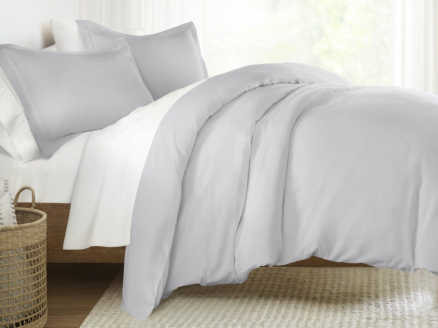 iEnjoy Home 3 Piece Queen Comforter Set, Light Gray, large