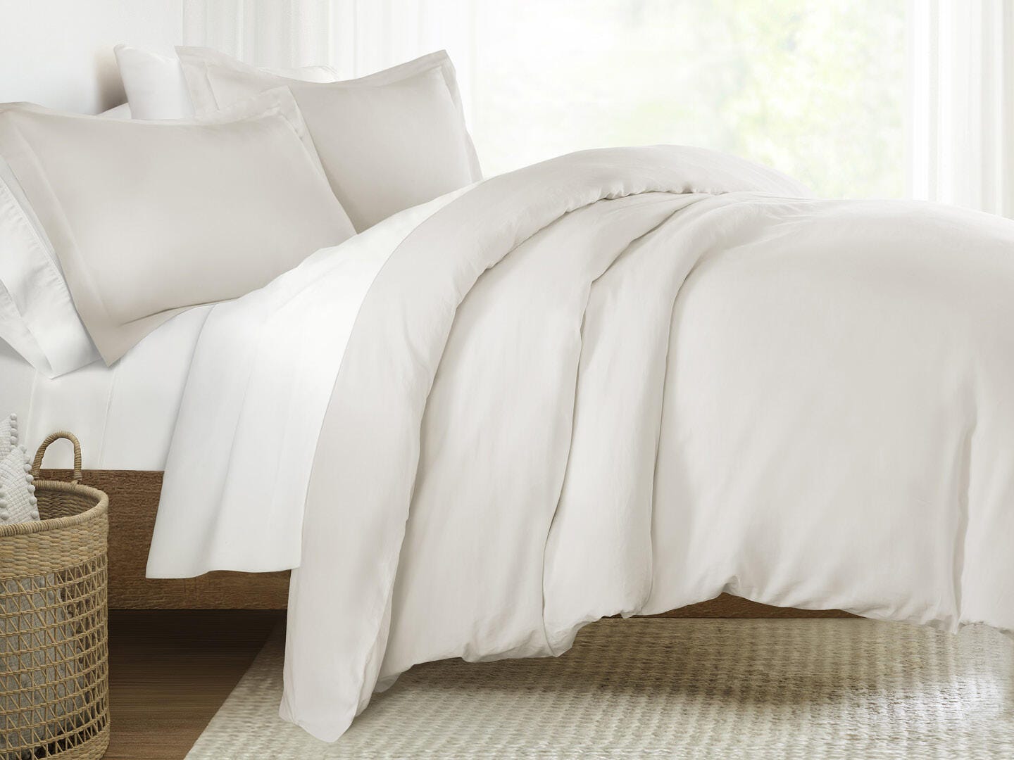 iEnjoy Home 3 Piece Twin Comforter Set, Ivory, large