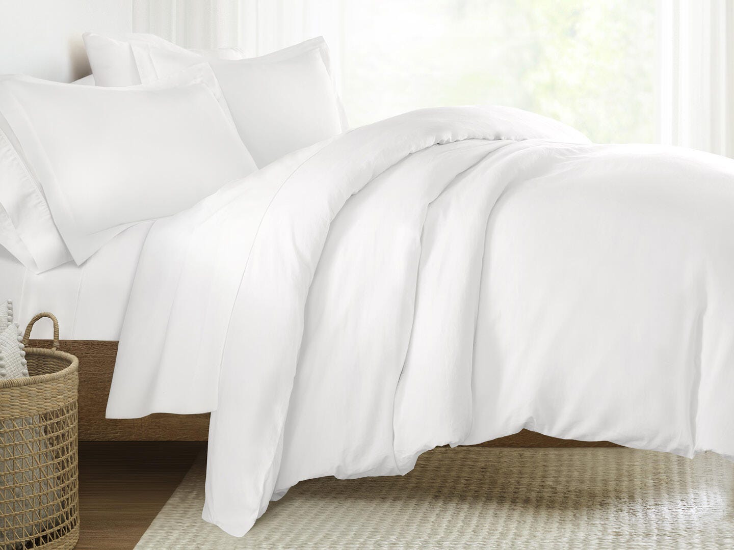 iEnjoy Home 3 Piece Queen Comforter Set, White, large