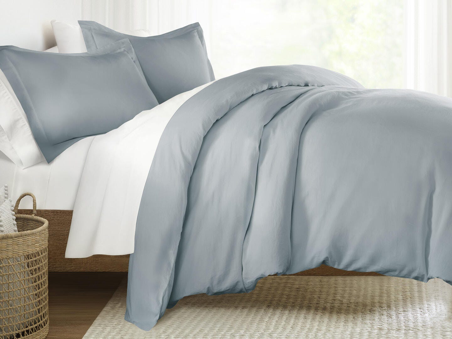 iEnjoy Home 3 Piece Queen Comforter Set, Blue, large