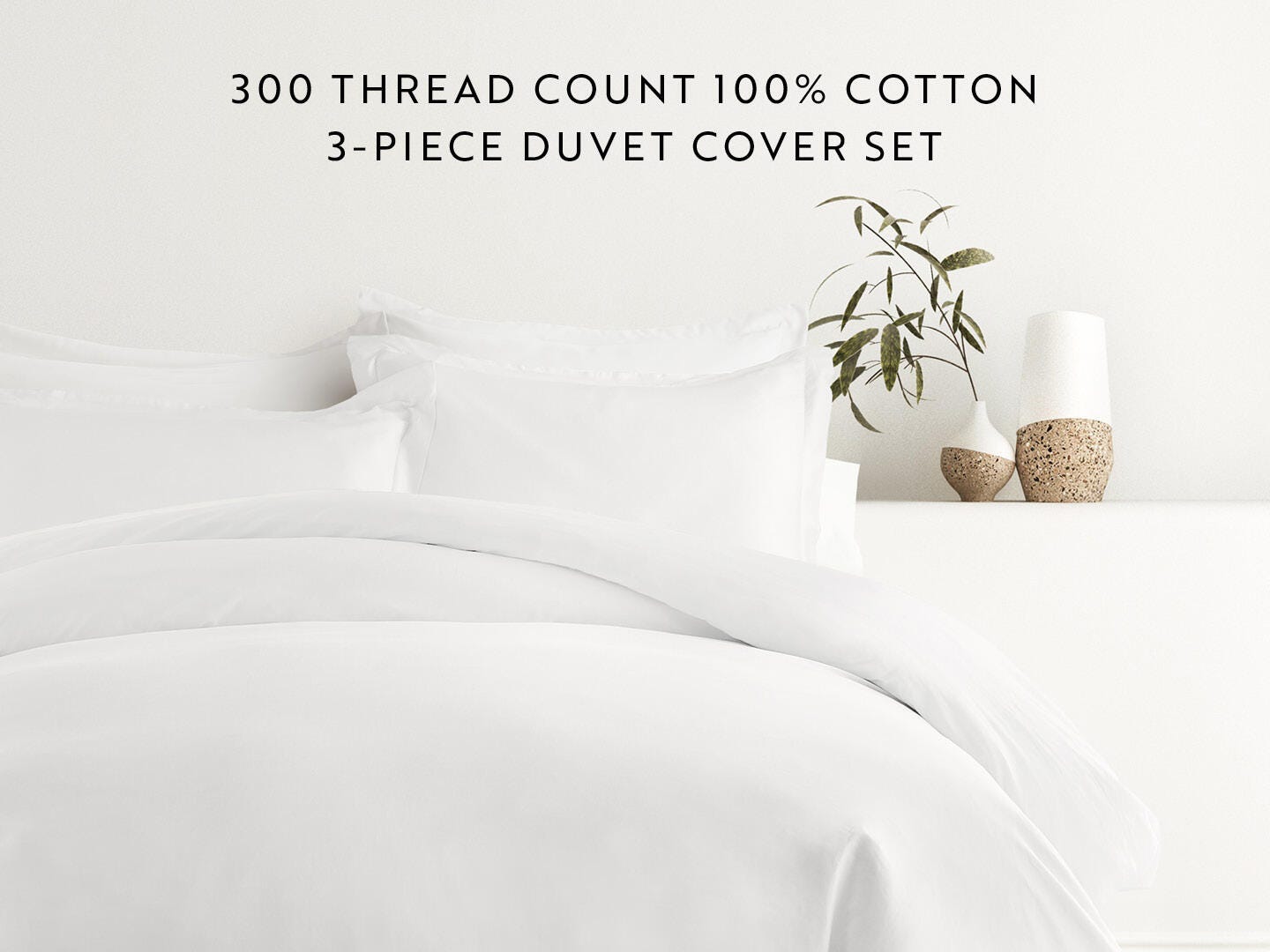 iEnjoy Home 3 Piece King Comforter Set, White, large