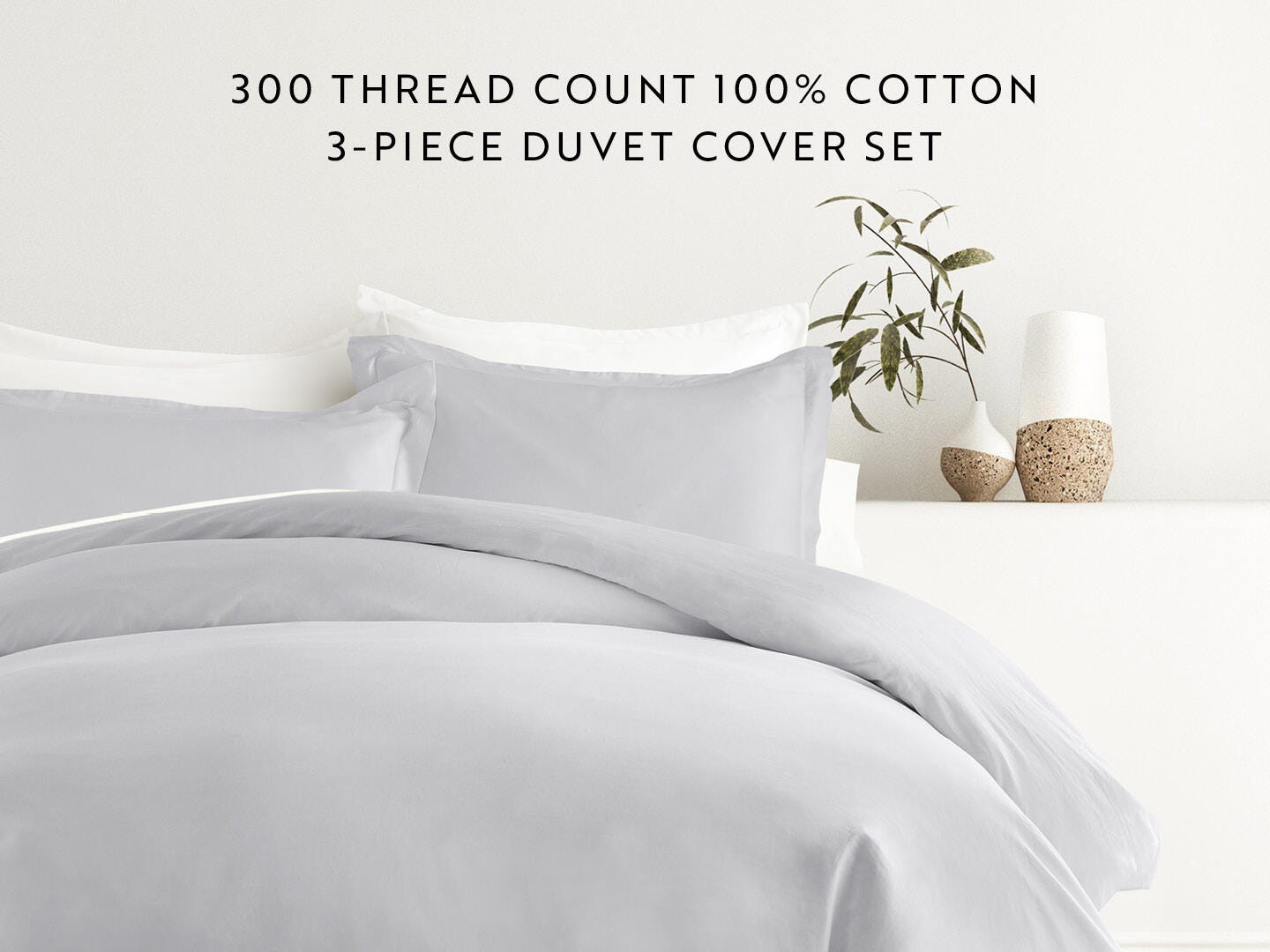 iEnjoy Home 3 Piece King Comforter Set, Light Gray, large