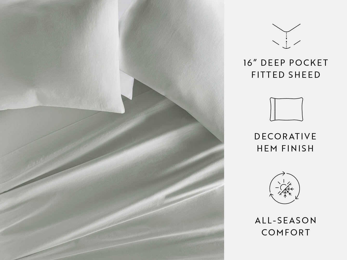 iEnjoy Home Staple 4 Piece King Sheet Set, Green Mist, large