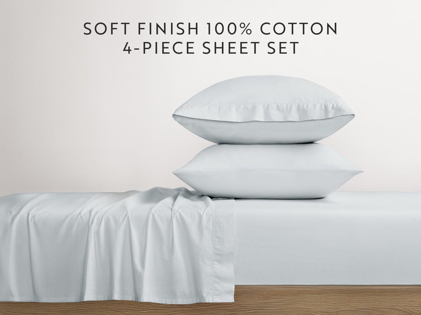 iEnjoy Home Percale 4 Piece Queen Sheet Set, Blue Mist, large