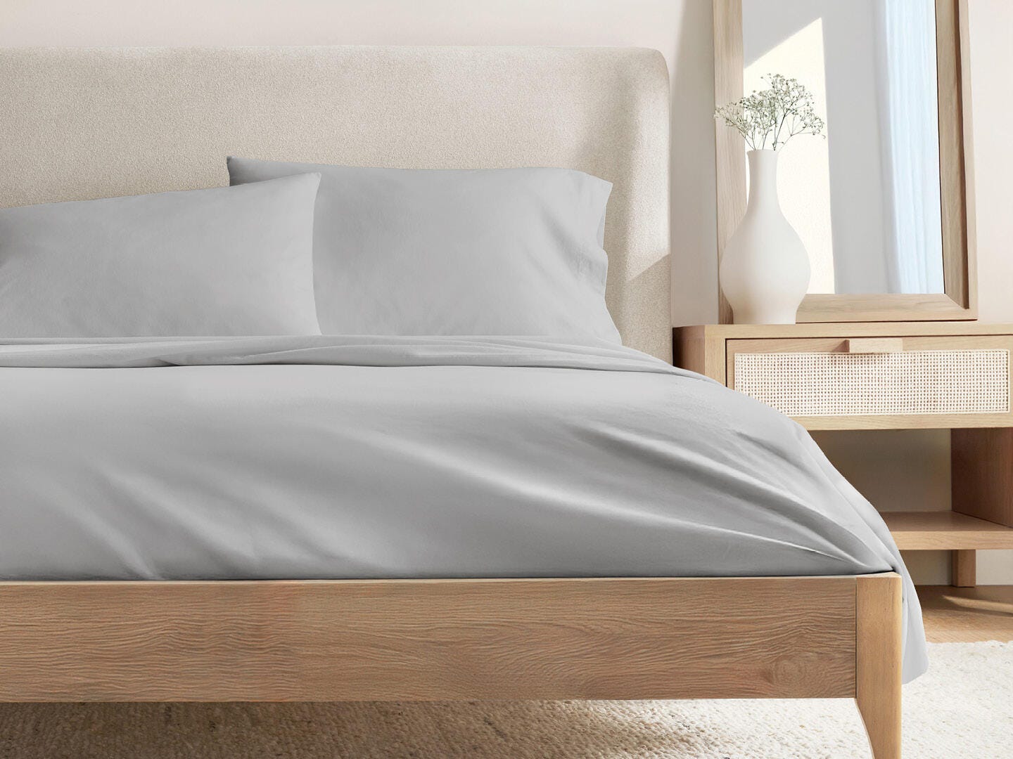 iEnjoy Home Percale 4 Piece Queen Sheet Set, Light Gray, large