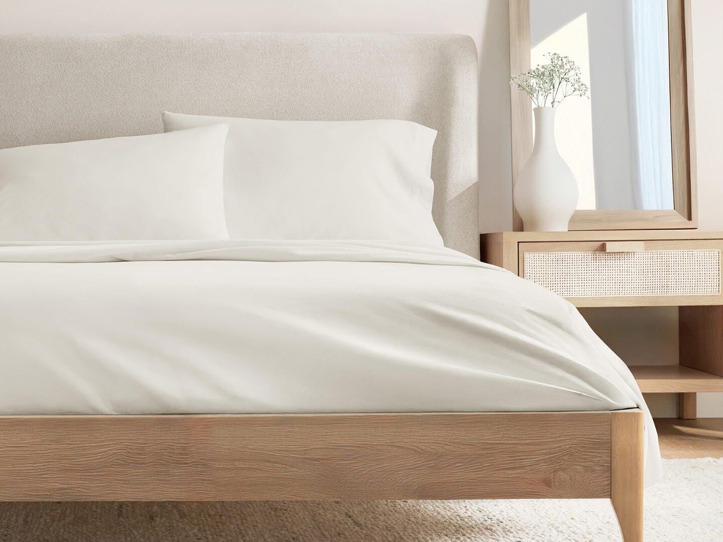 iEnjoy Home Percale 4 Piece Queen Sheet Set, Ivory, large