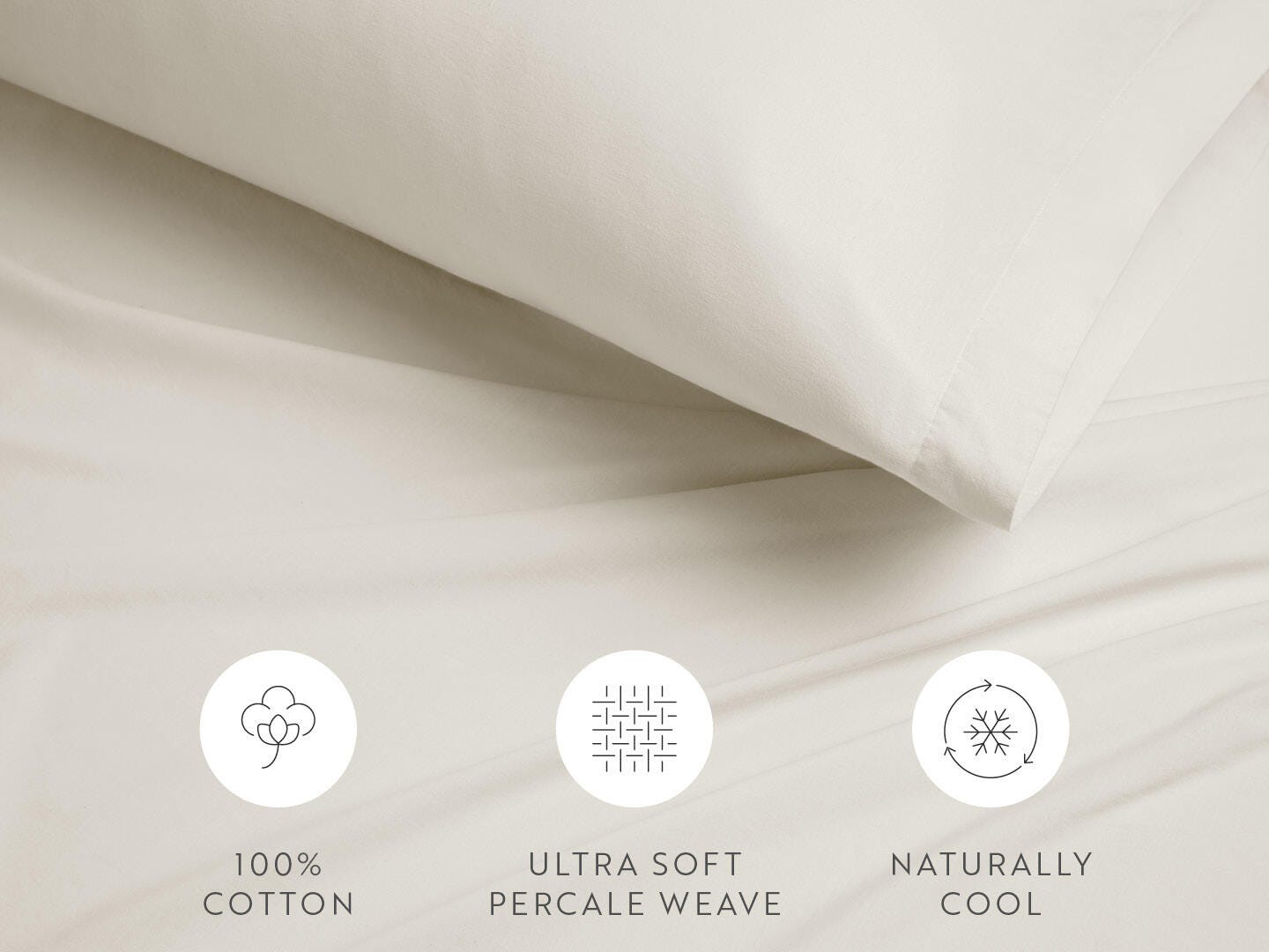 iEnjoy Home Percale 4 Piece Queen Sheet Set, Ivory, large