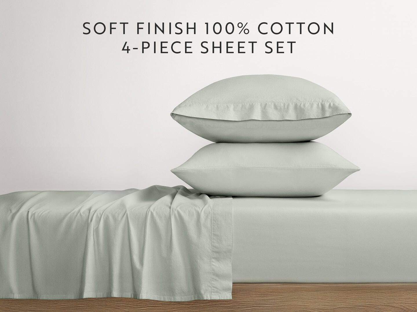 iEnjoy Home Percale 4 Piece Queen Sheet Set, Green Haze, large