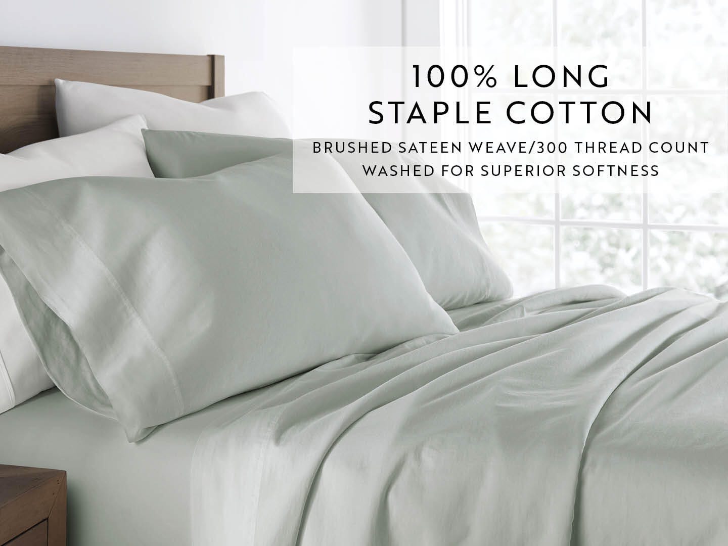 iEnjoy Home Staple 4 Piece Queen Sheet Set, Green Mist, large