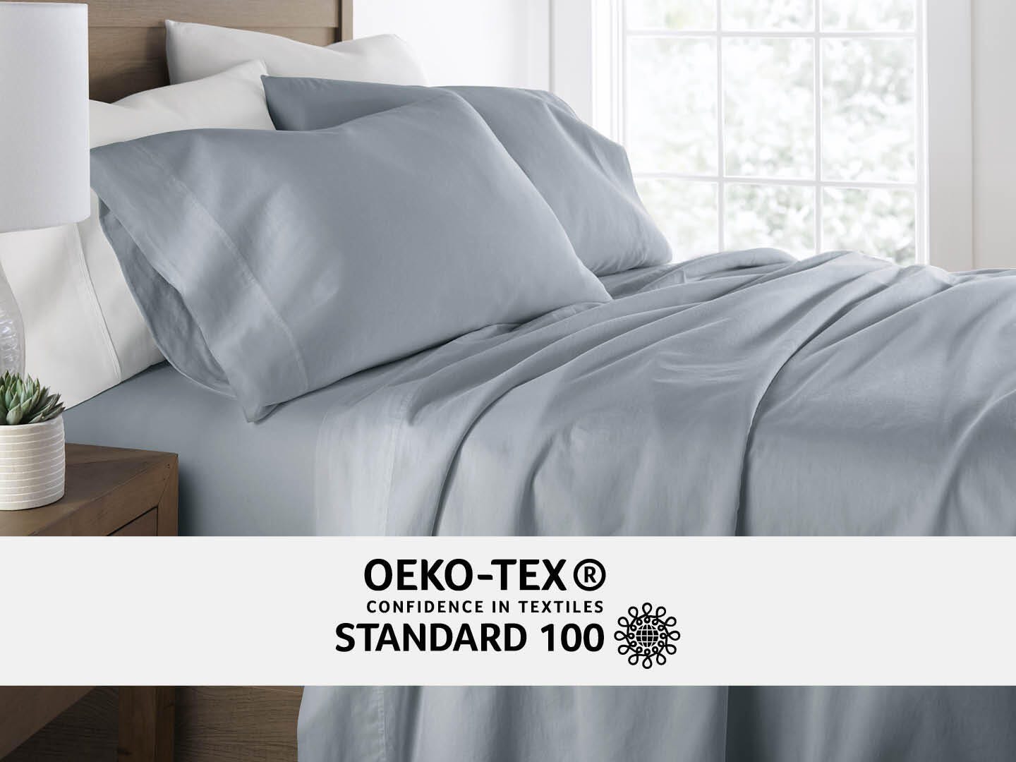 iEnjoy Home Staple 4 Piece Queen Sheet Set, Blue, large