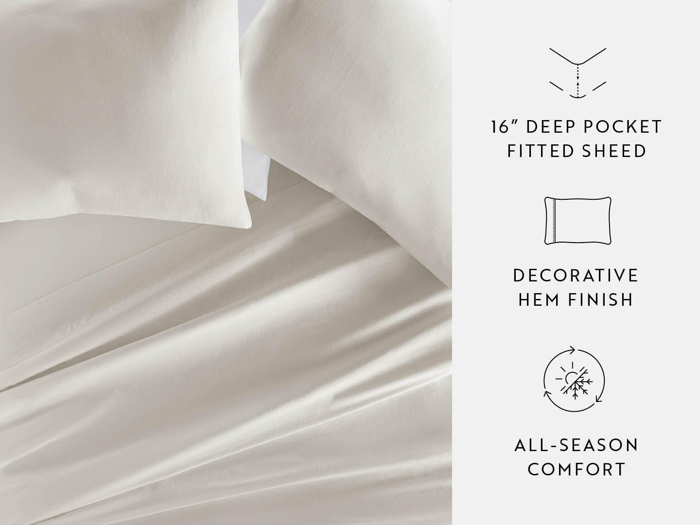 iEnjoy Home Staple 4 Piece Split King Sheet Set, Ivory, large