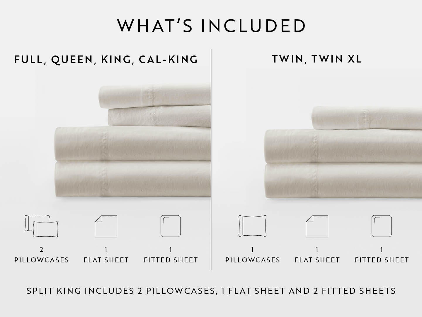 iEnjoy Home Staple 4 Piece Split King Sheet Set, Ivory, large