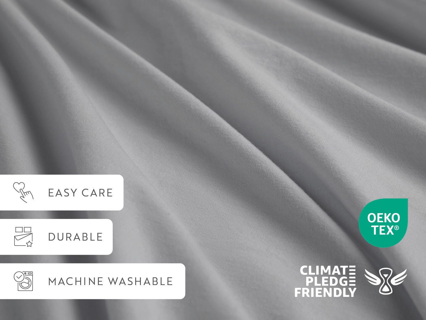 iEnjoy Home Percale 4 Piece Twin Sheet Set, Light Gray, large