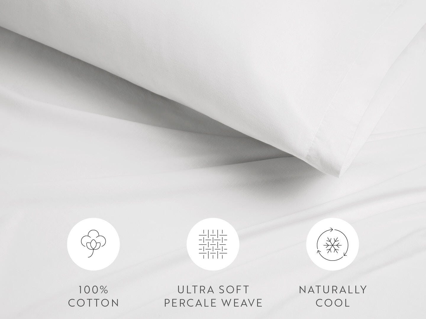 iEnjoy Home Percale 4 Piece Twin Sheet Set, White, large