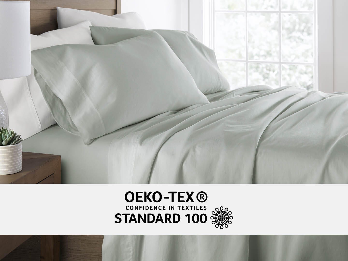 iEnjoy Home Staple 4 Piece Twin Sheet Set, Green Mist, large