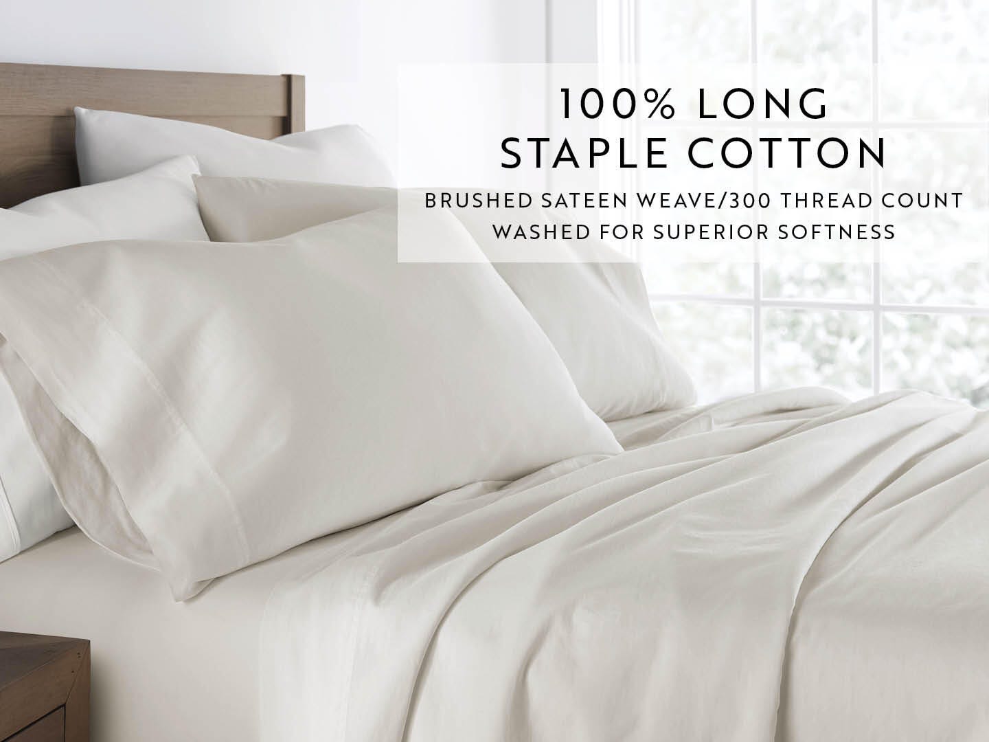 iEnjoy Home Staple 4 Piece Twin Sheet Set, Ivory, large