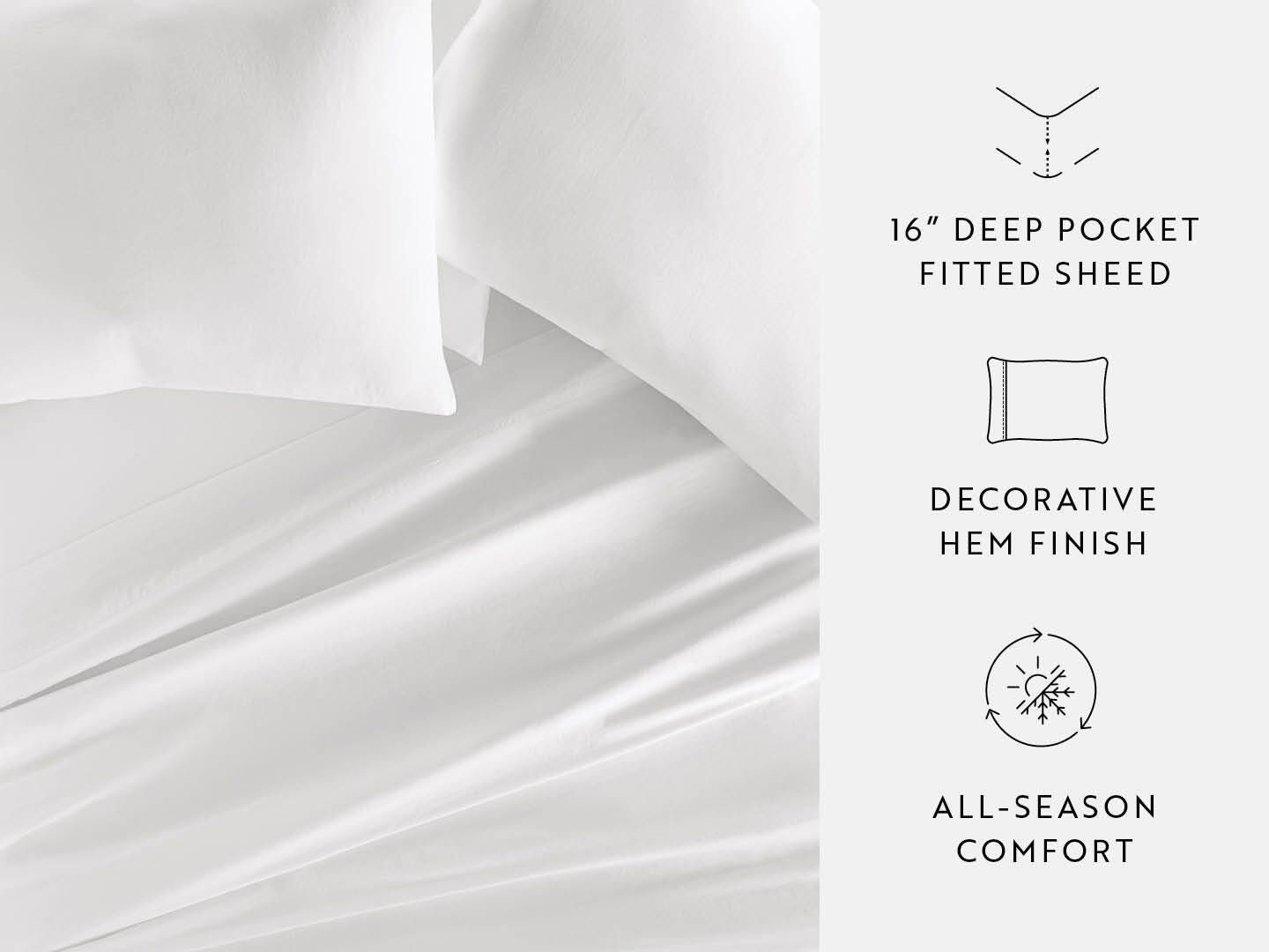 iEnjoy Home Staple 4 Piece Twin Sheet Set, White, large