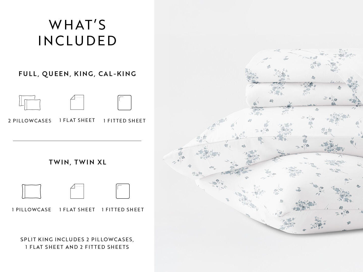 iEnjoy Home Bouquet Bliss 4 Piece Full Sheet Set, Light Blue, large