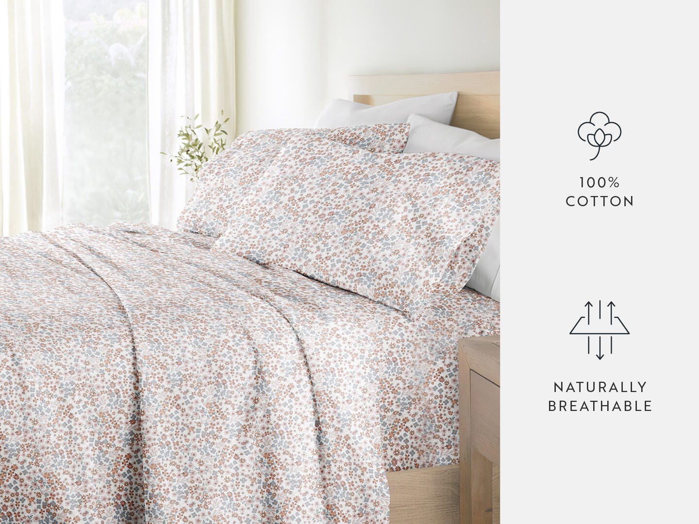 iEnjoy Home Garden Bloom 4 Piece Full Sheet Set, Multi, large