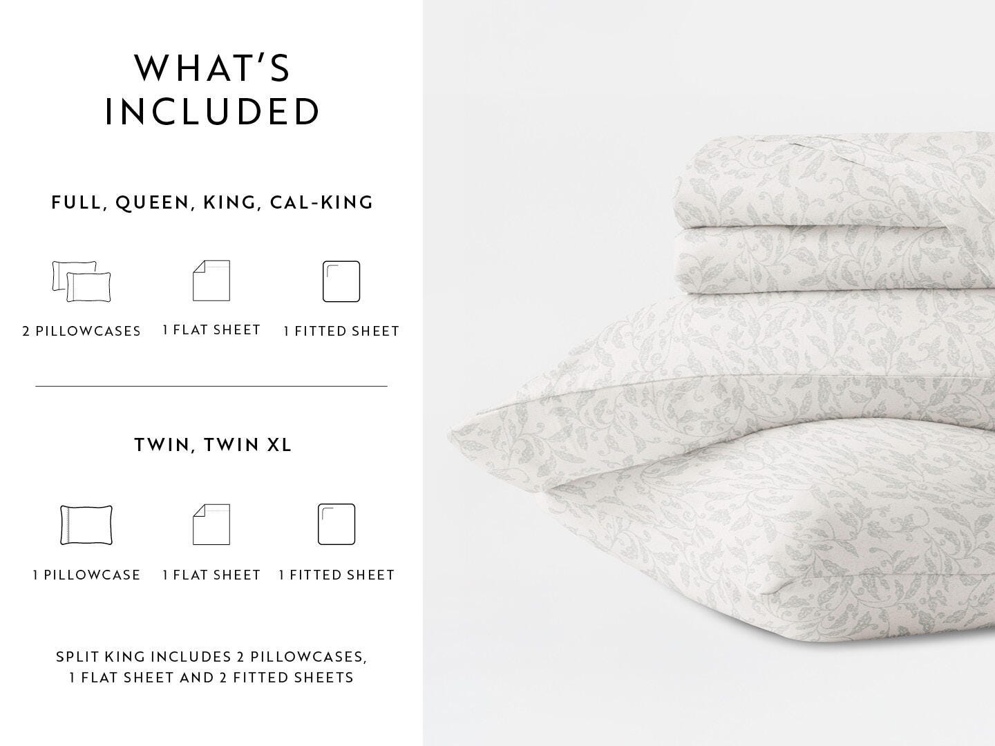 iEnjoy Home Romantic Vines 4 Piece Full Sheet Set, Eucalyptus, large