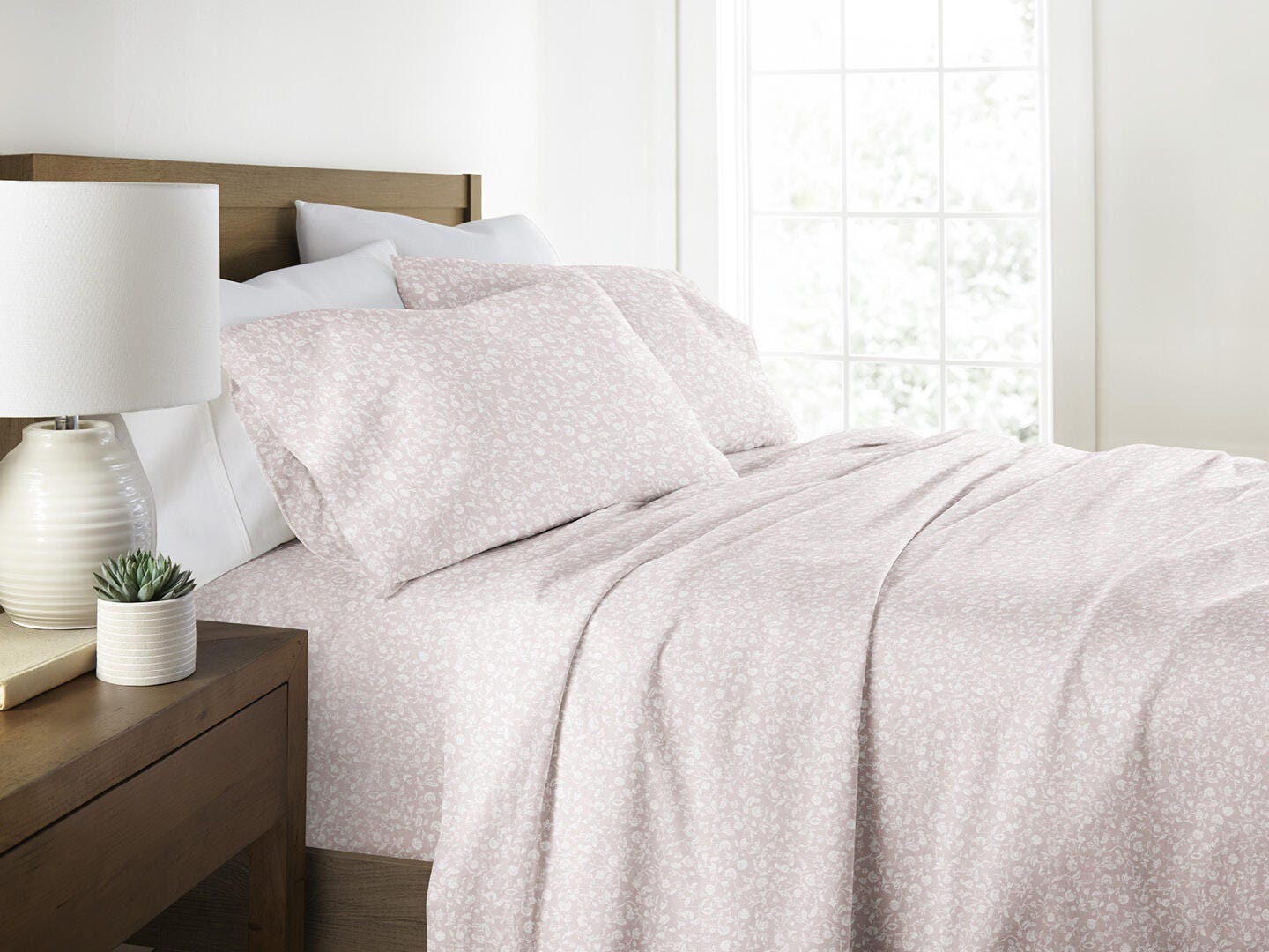 iEnjoy Home Rustic Jacobean 4 Piece Full Sheet Set, Mauve, large