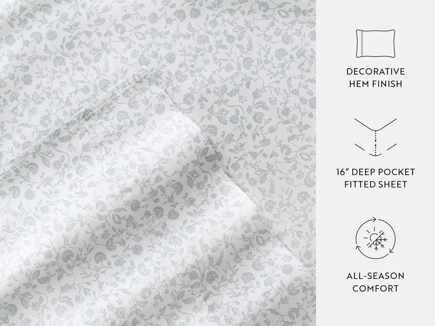 iEnjoy Home Rustic Jacobean 4 Piece King Sheet Set, Light Blue, large