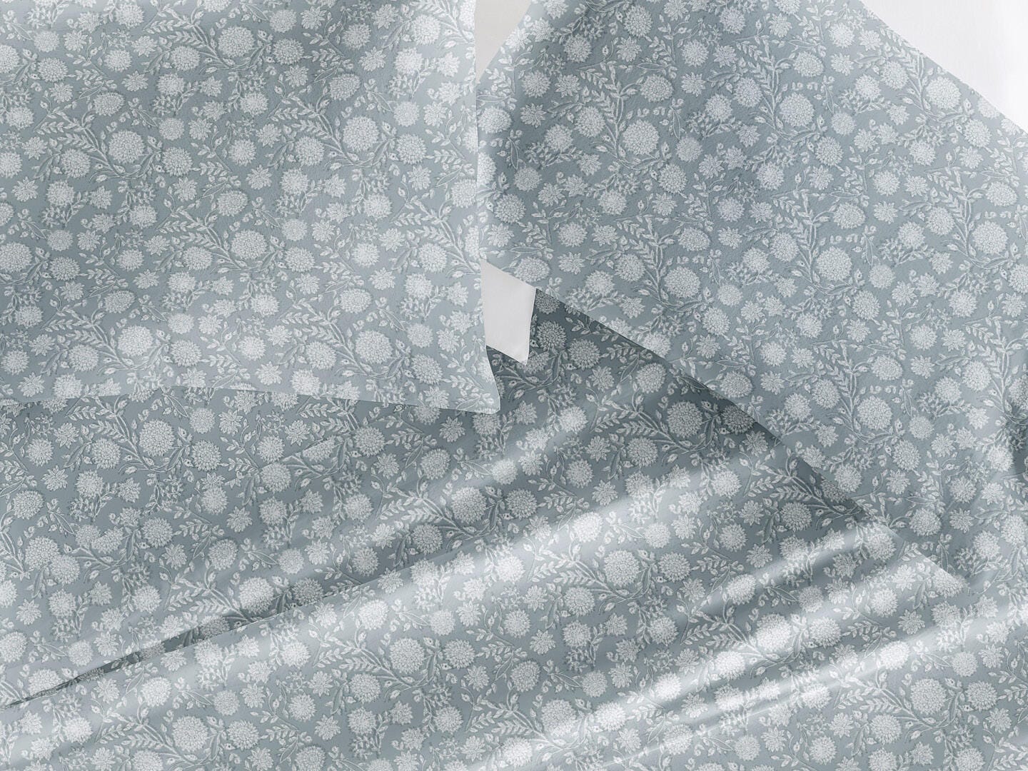 iEnjoy Home Bohemian Garden 4 Piece Queen Sheet Set, Blue, large