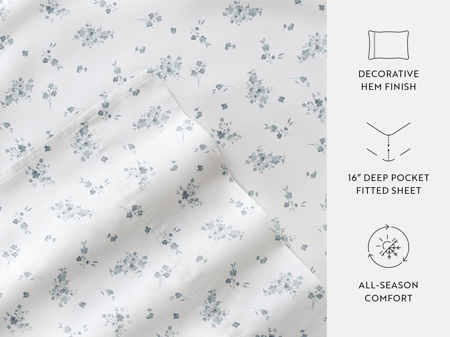 iEnjoy Home Bouquet Bliss 4 Piece Queen Sheet Set, Light Blue, large