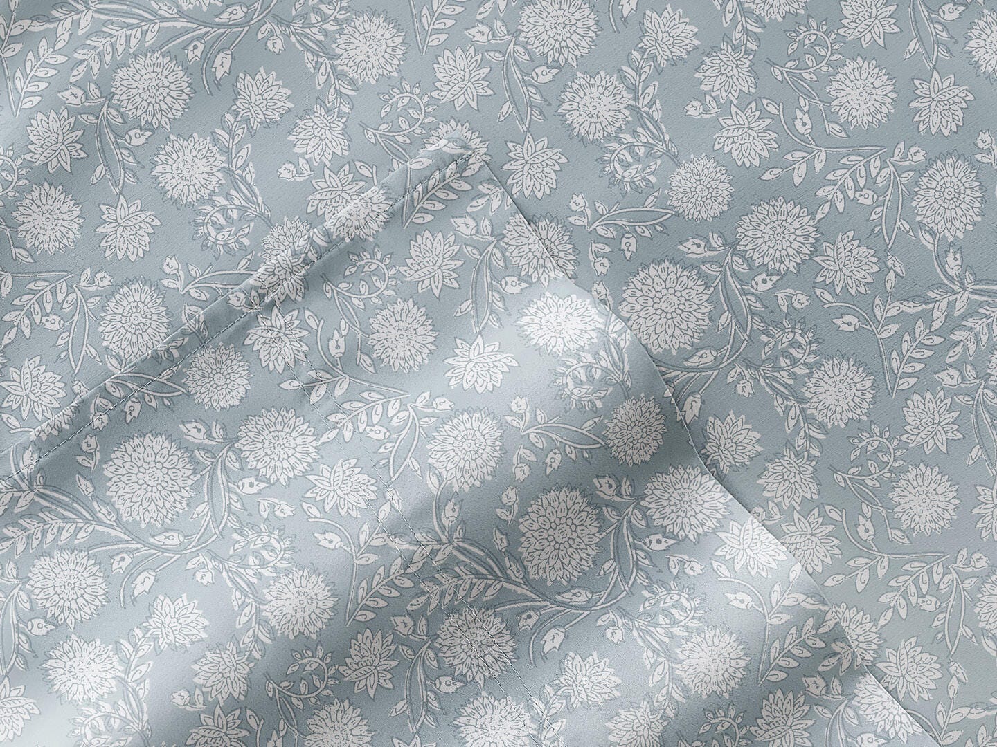 iEnjoy Home Bohemian Garden 4 Piece Twin Sheet Set, Blue, large
