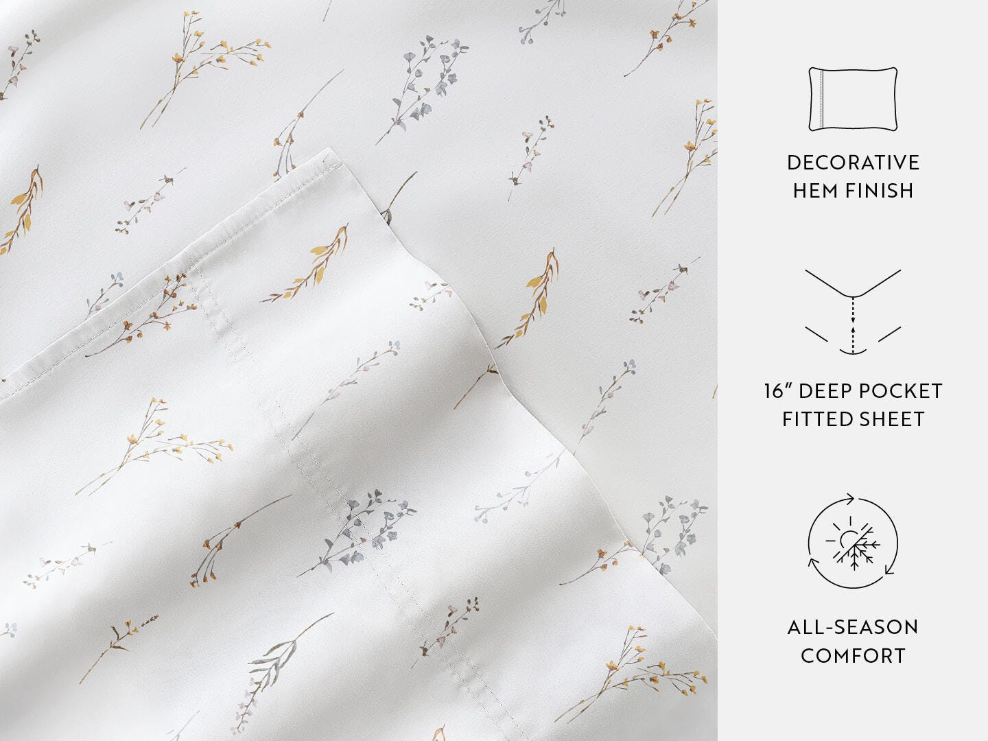 iEnjoy Home Wild Garden 4 Piece Twin Sheet Set, White, large