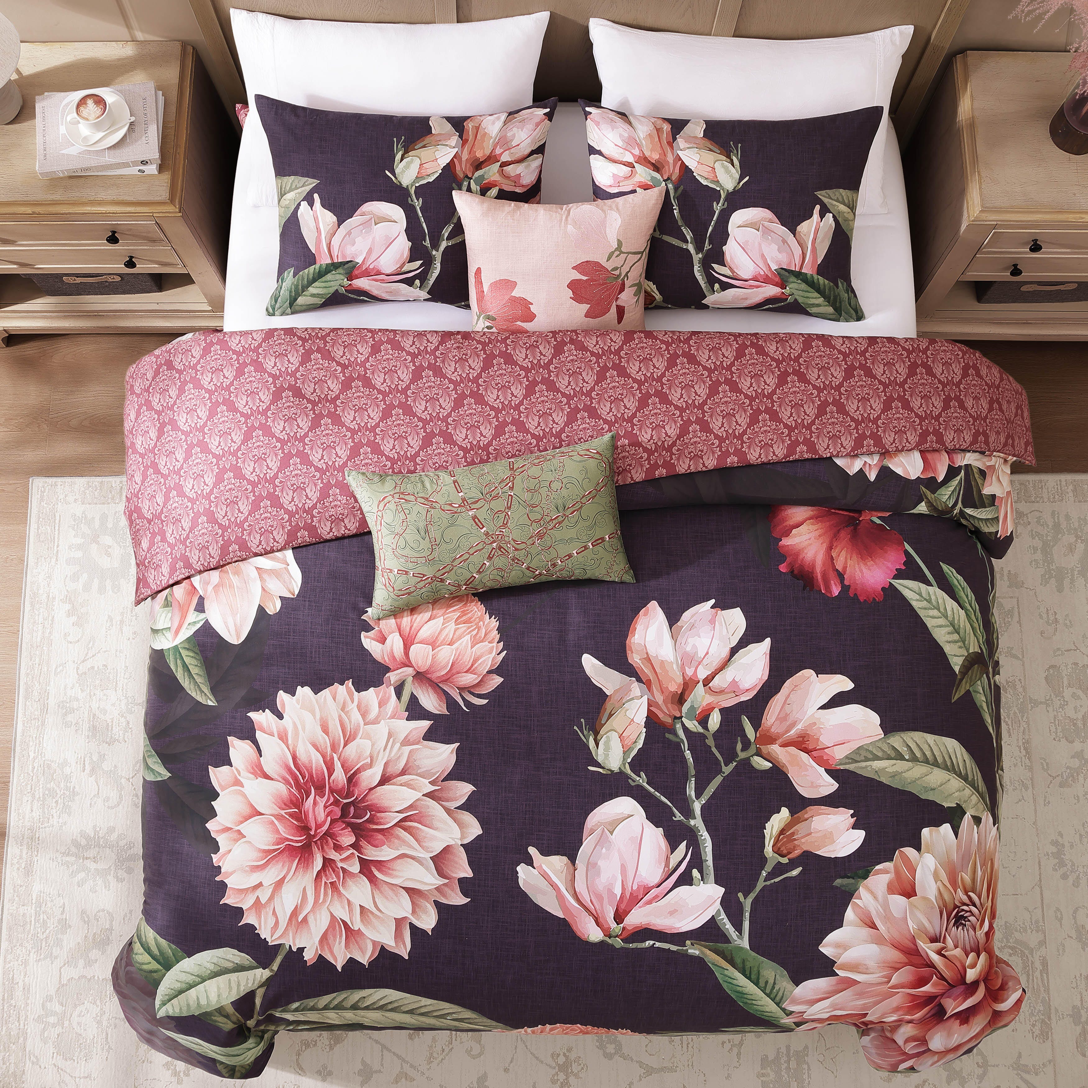 Bebejan Blush 5-Piece Queen Reversible Comforter Set, Purple, large