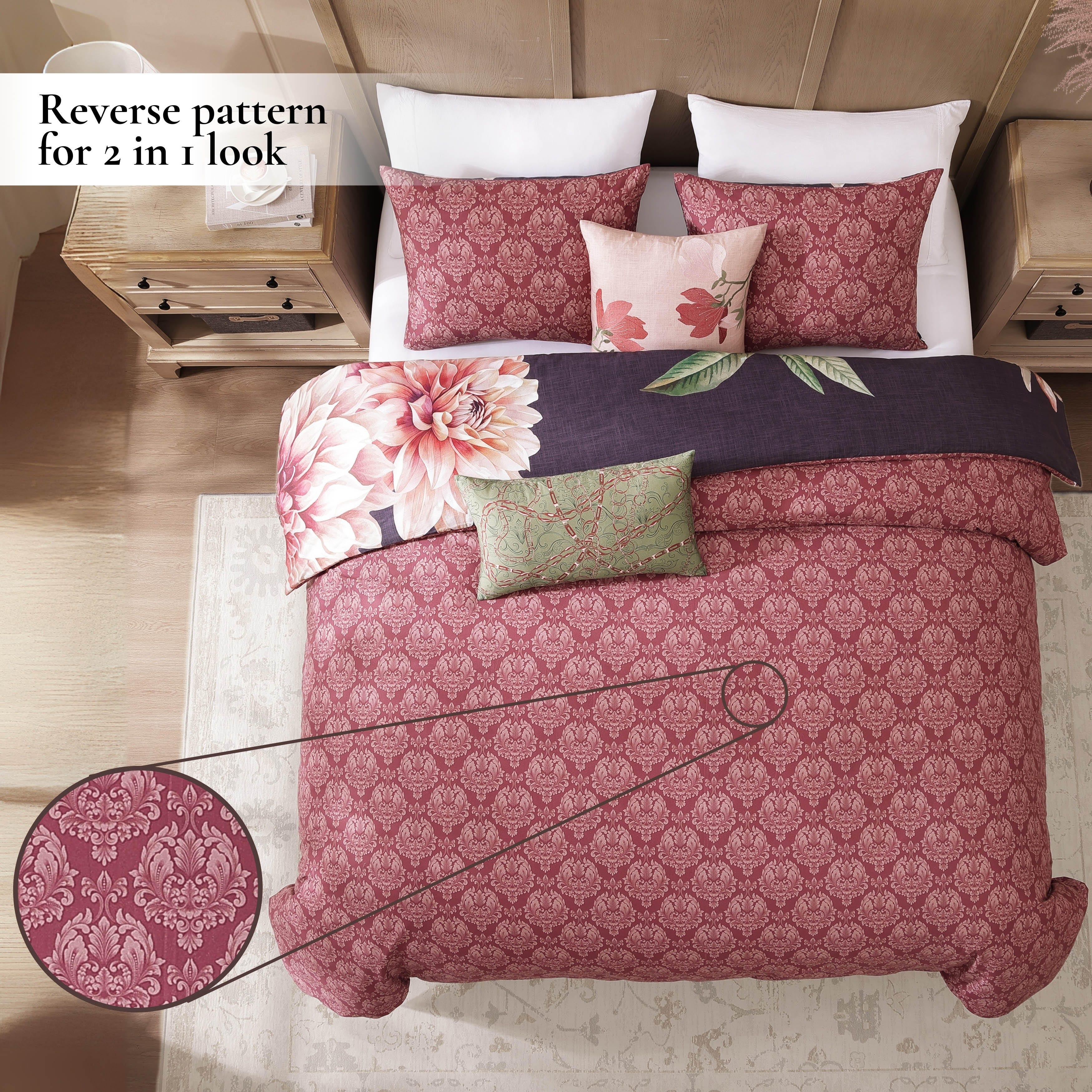 Bebejan Blush 5-Piece Queen Reversible Comforter Set, Purple, large
