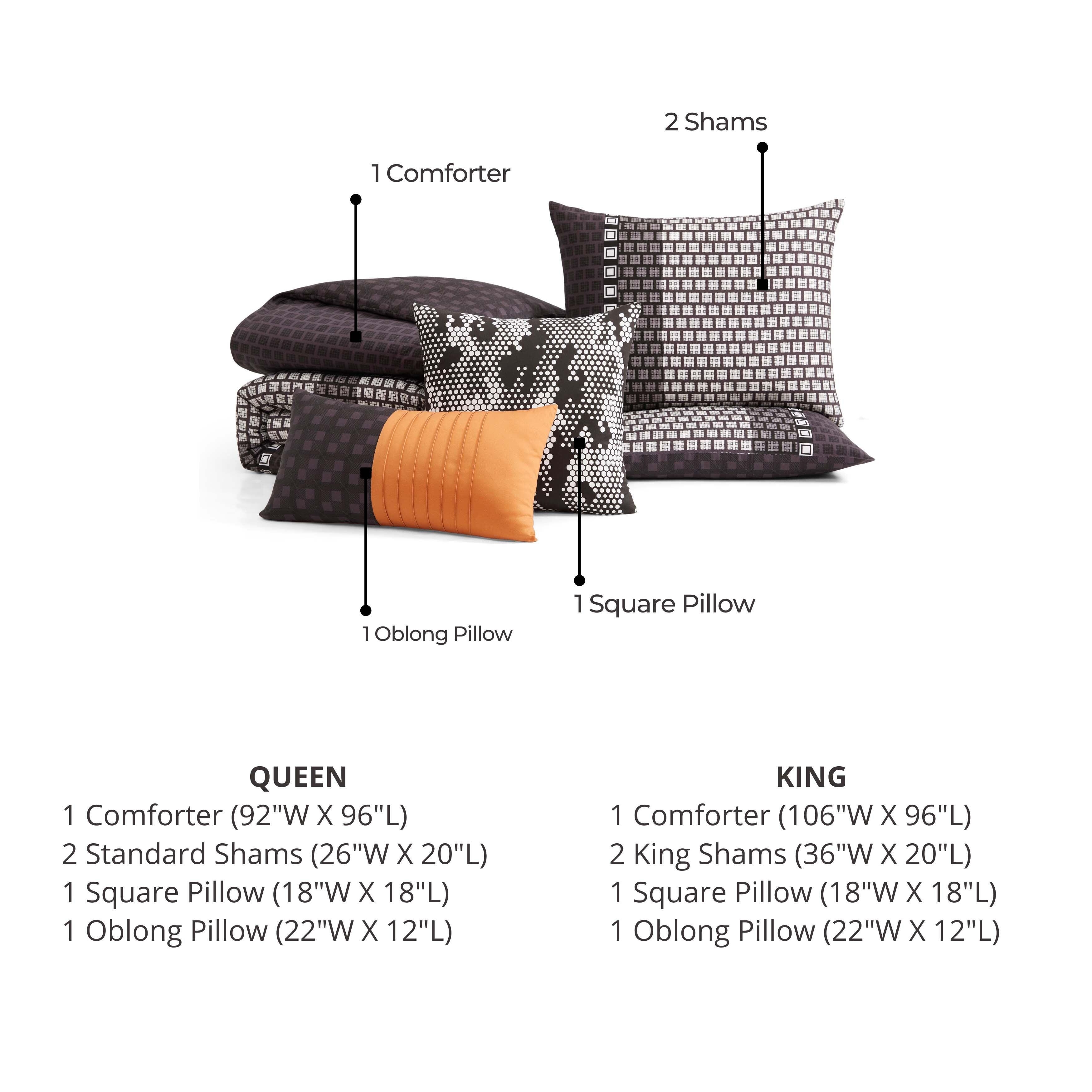 Bebejan Linear Luxe 5-Piece Queen Reversible Comforter Set, Purple, large