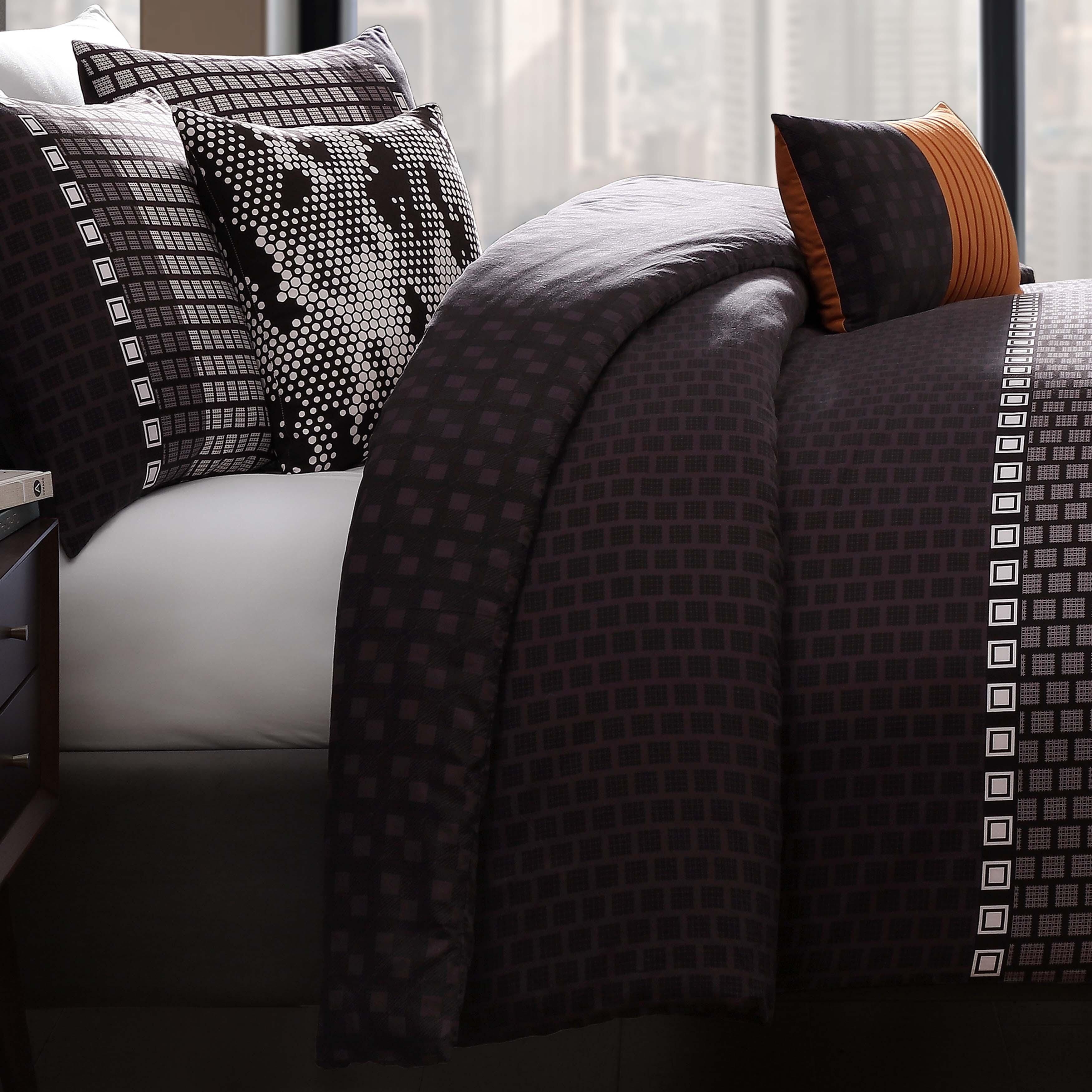 Bebejan Linear Luxe 5-Piece Queen Reversible Comforter Set, Purple, large