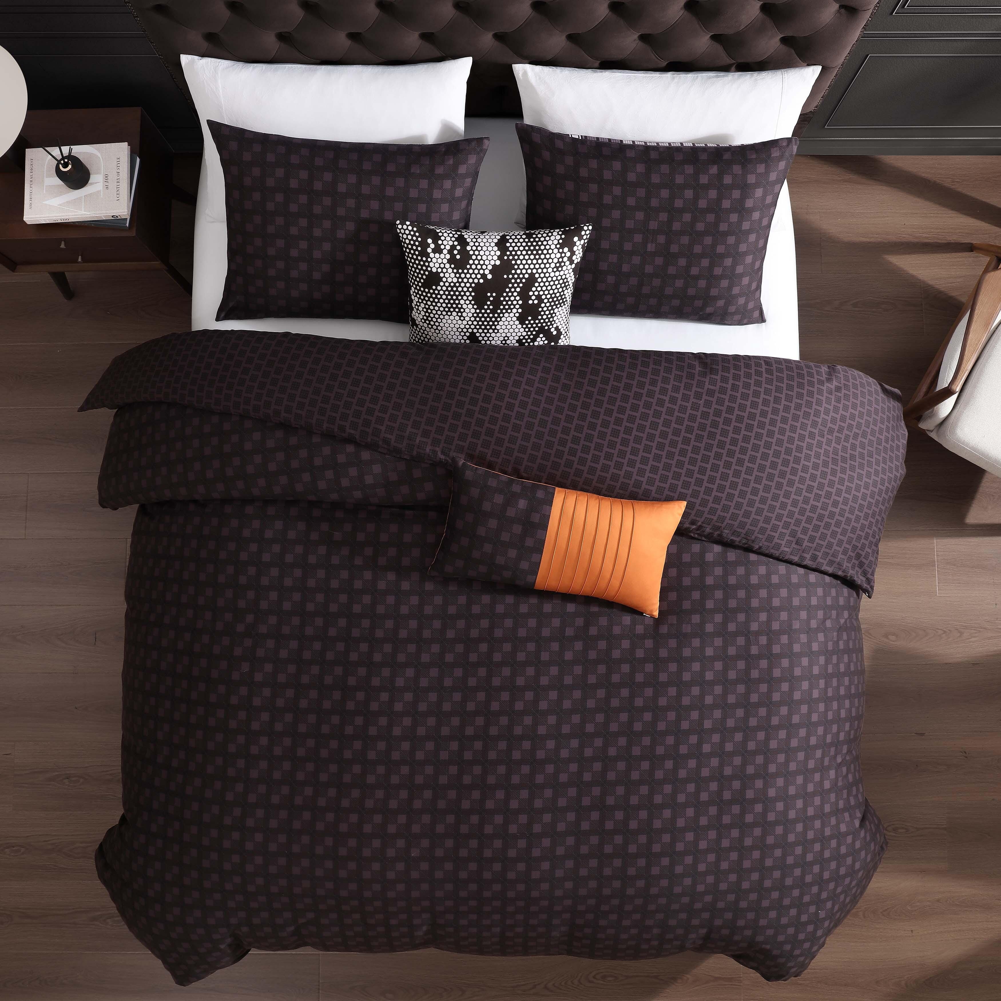 Bebejan Linear Luxe 5-Piece King Reversible Comforter Set, Purple, large