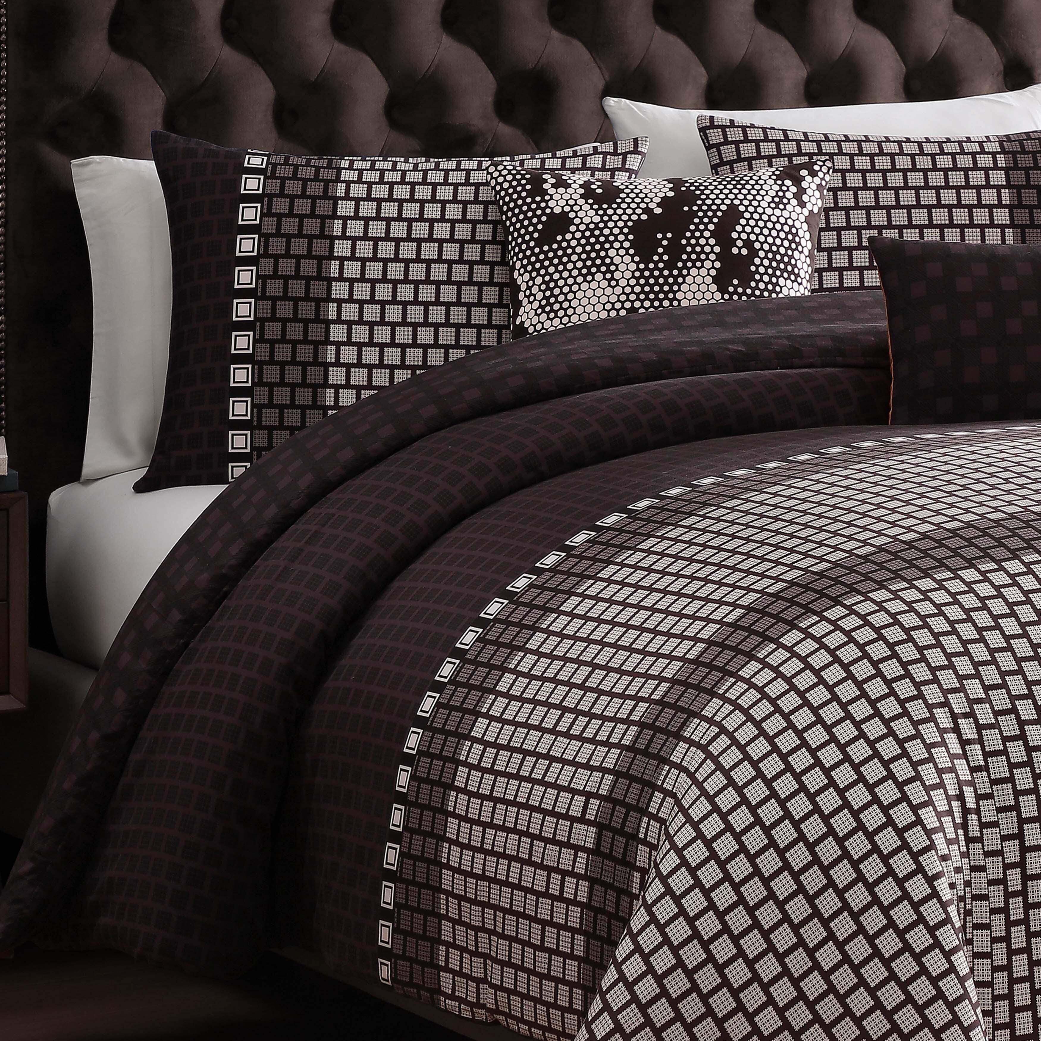 Bebejan Linear Luxe 5-Piece King Reversible Comforter Set, Purple, large