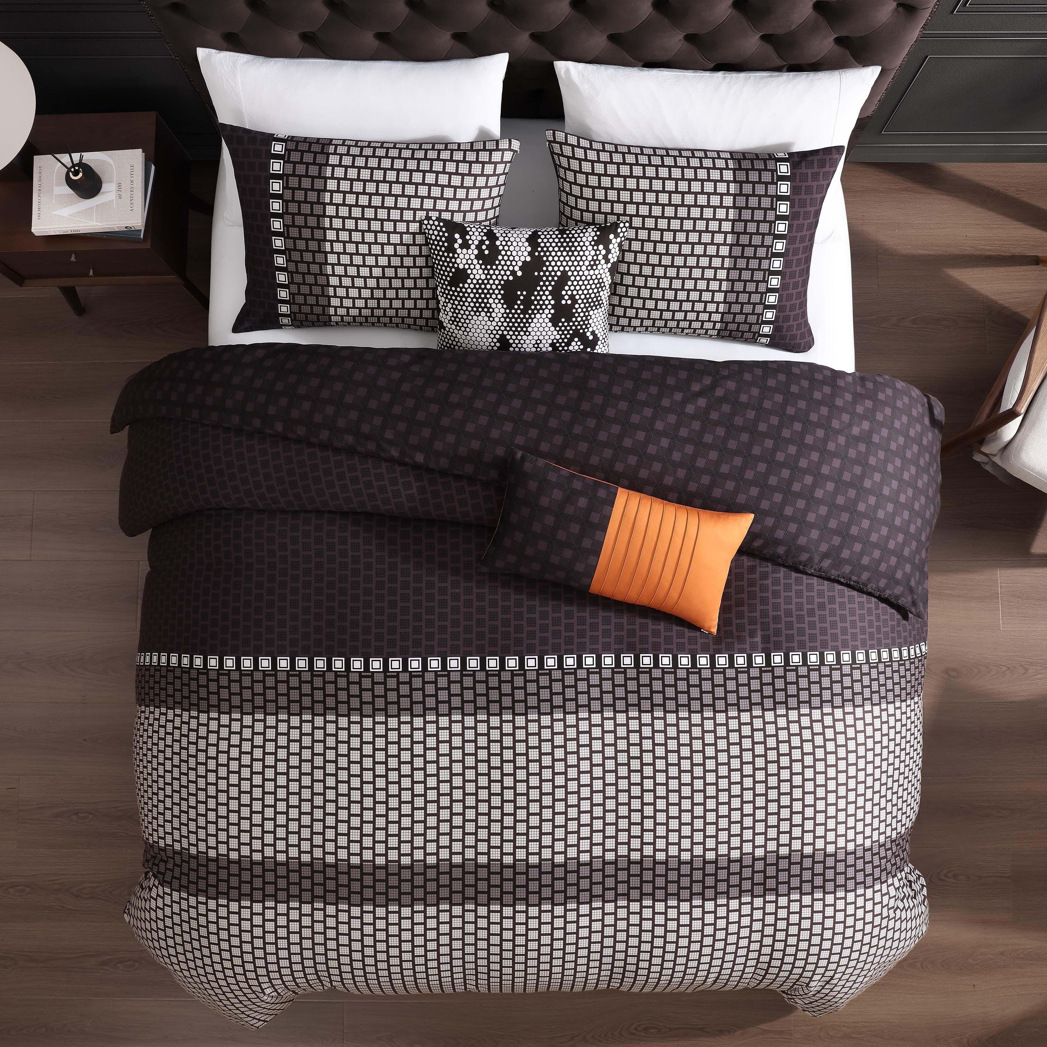 Bebejan Linear Luxe 5-Piece King Reversible Comforter Set, Purple, large