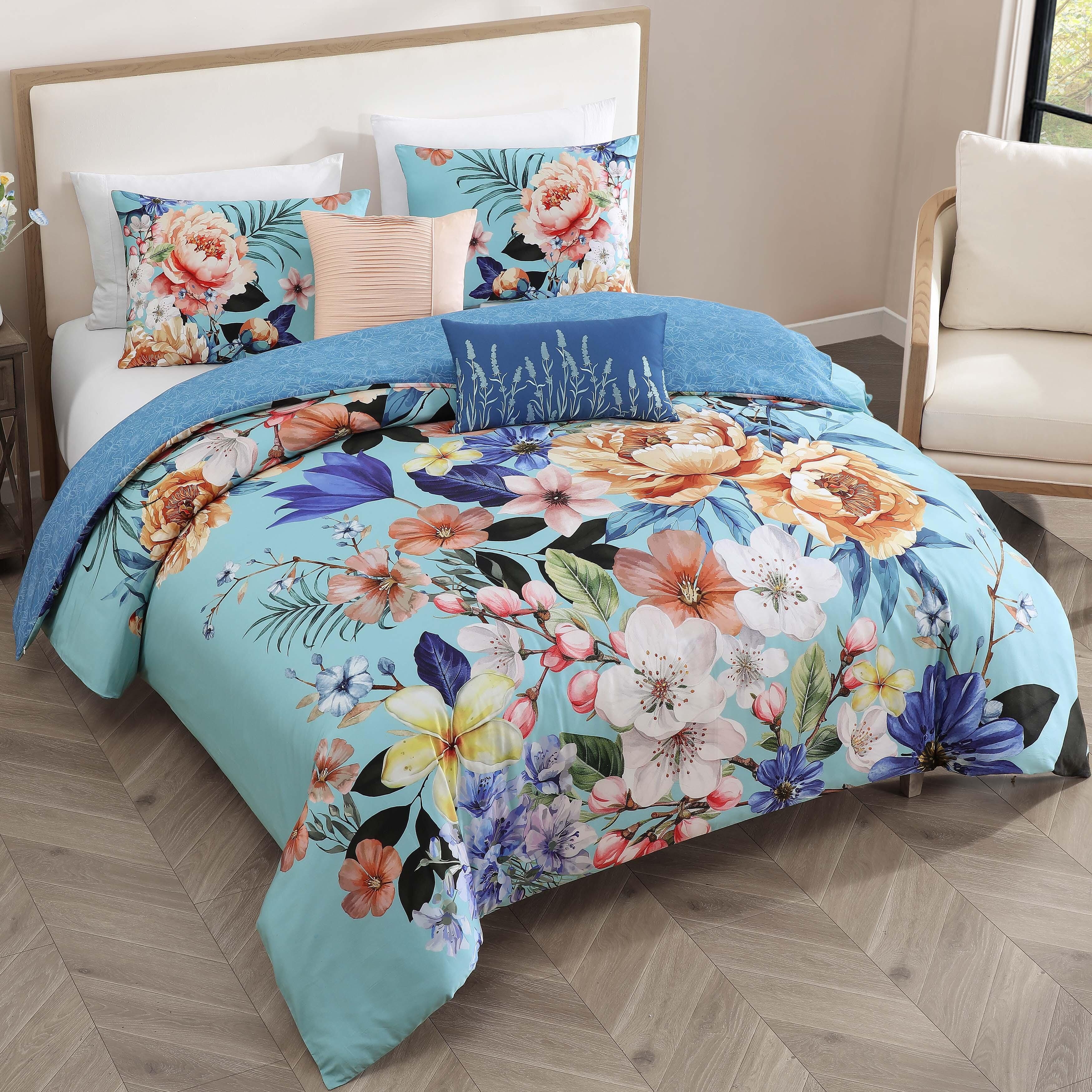 Bebejan Turquoise 5-Piece Queen Reversible Comforter Set, Teal, large