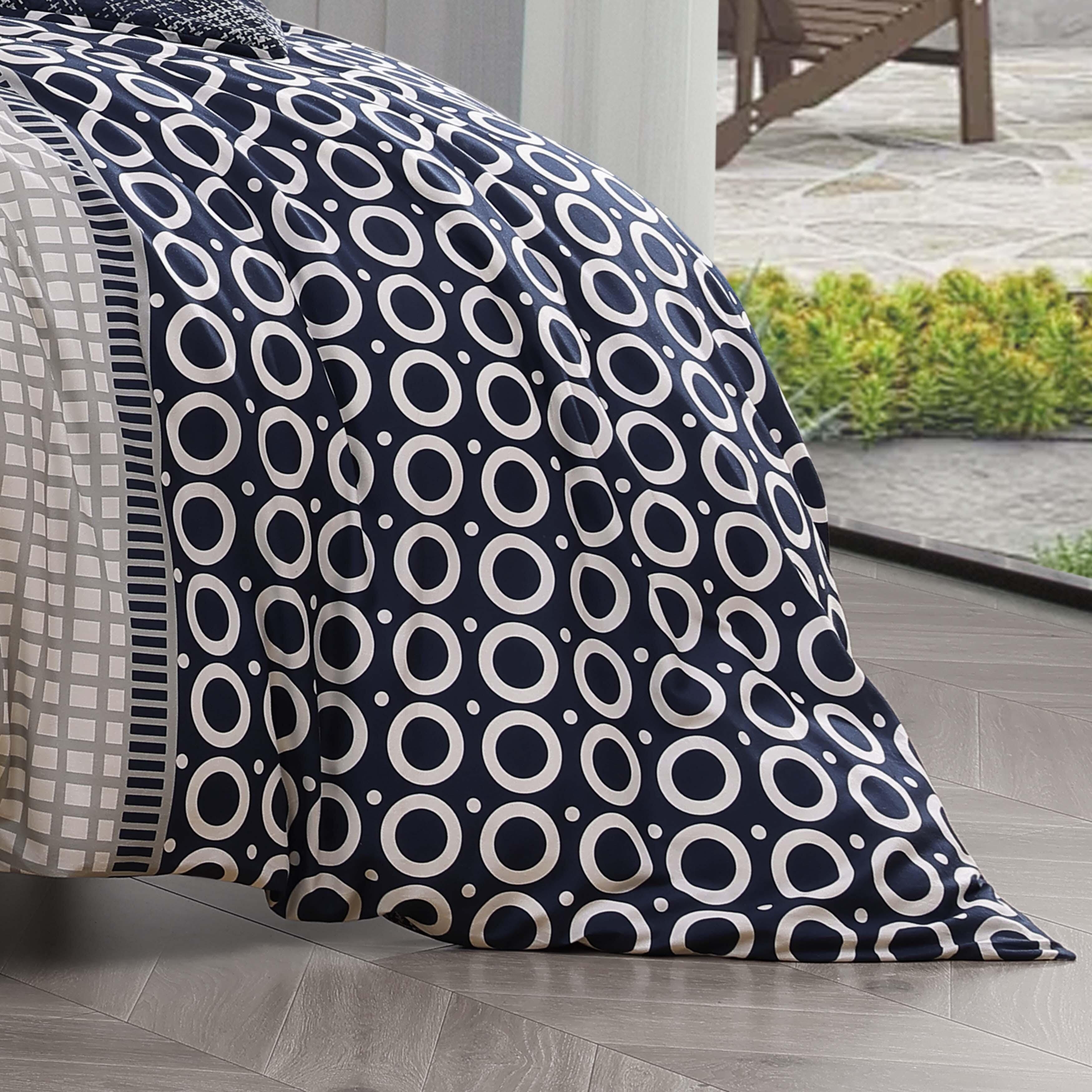 Bebejan Vertigeo 5-Piece Queen Reversible Comforter Set, Navy, large