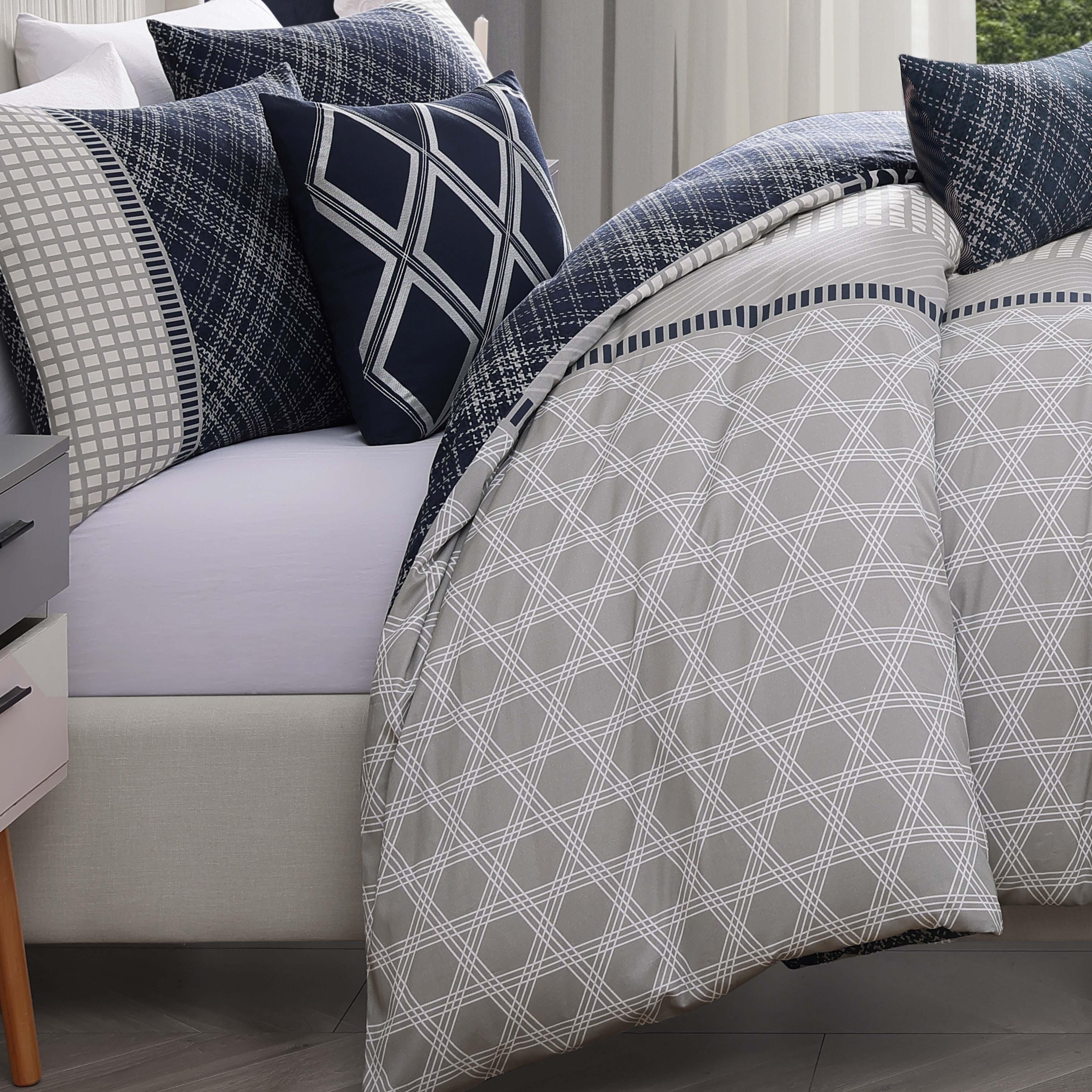 Bebejan Vertigeo 5-Piece Queen Reversible Comforter Set, Navy, large